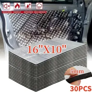 30 Pack 16"x10" Thermal Sound Deadener Car Heat Shield Insulation Noise Reduce Mat 5mm Thickness 276mil Mats with Roller - 32Sqft