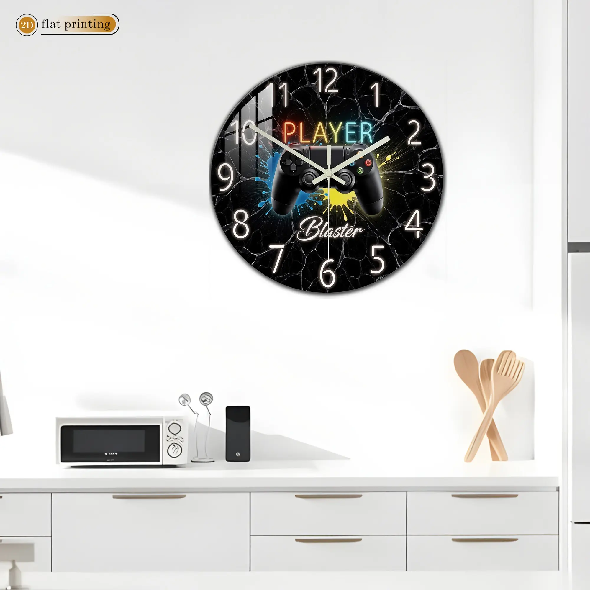 Acrylic Electronic Game Theme Clock with Player Text, Silent Movement, Perfect Gift for Gamers, Ideal for Gaming Room, Bedroom, Trendy Home Decor