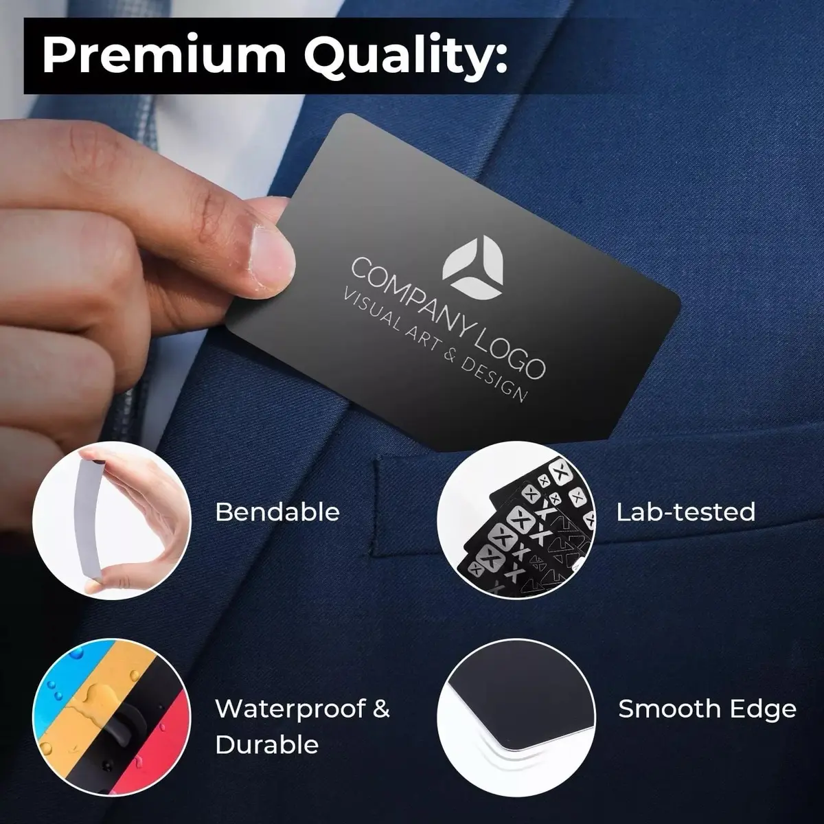 Customized Black Aluminum Business Card laser engraved for Entrepreneurs Businessmen retail stores barbers waterproof smooth edges personalized business cards professional business card