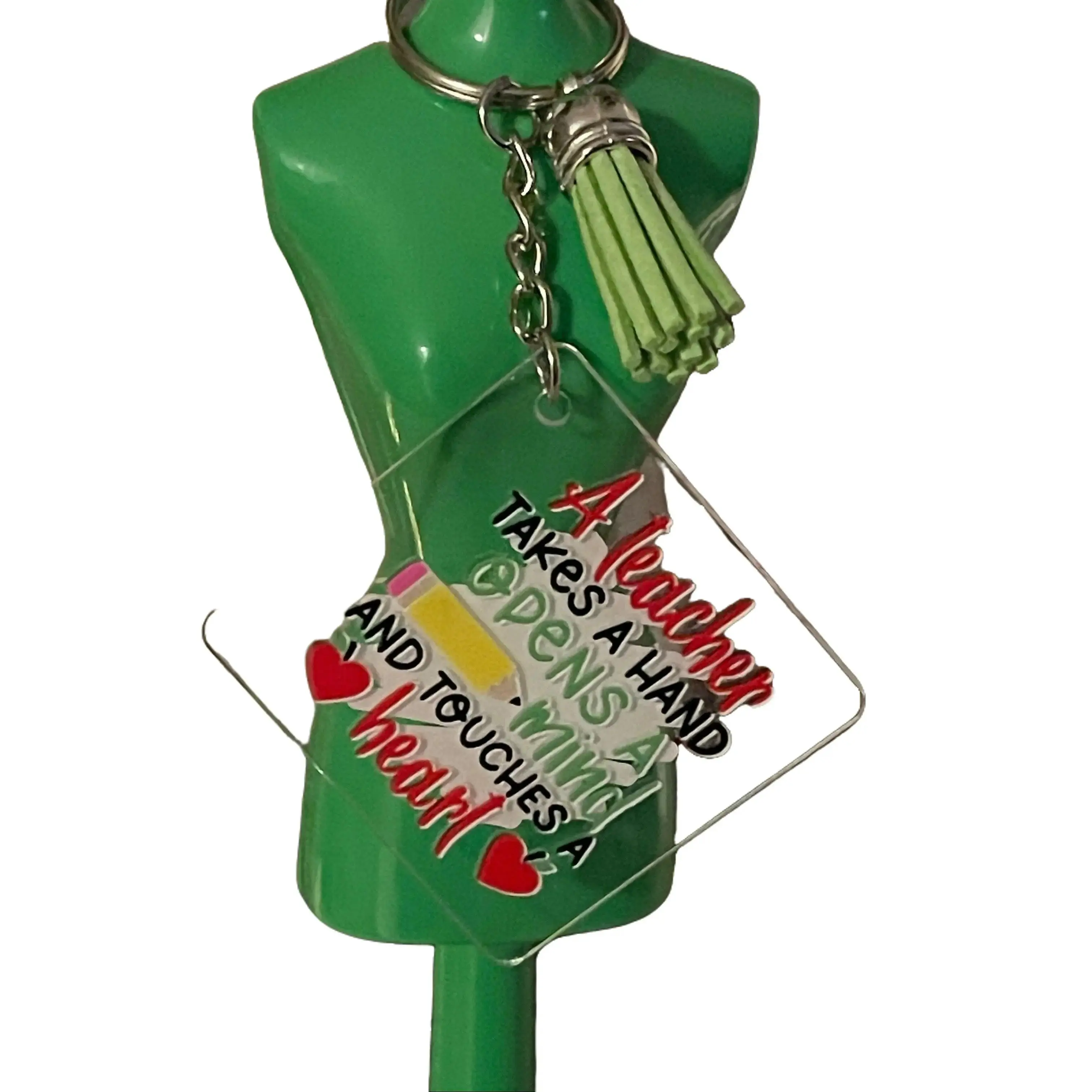 A Teacher Takes a Hand Opens a Mind Inspirational & Funny Teacher Appreciation Acrylic Keychains with Durable UV Stickers and Tassel 1.96" Square