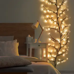 LED Branch Wall Decor - 7.5ft Bendable Vine Lights with 144 Warm White LEDs, Plug-In Aesthetic Tree Branch Decoration for Bedroom, Living Room & Dorm