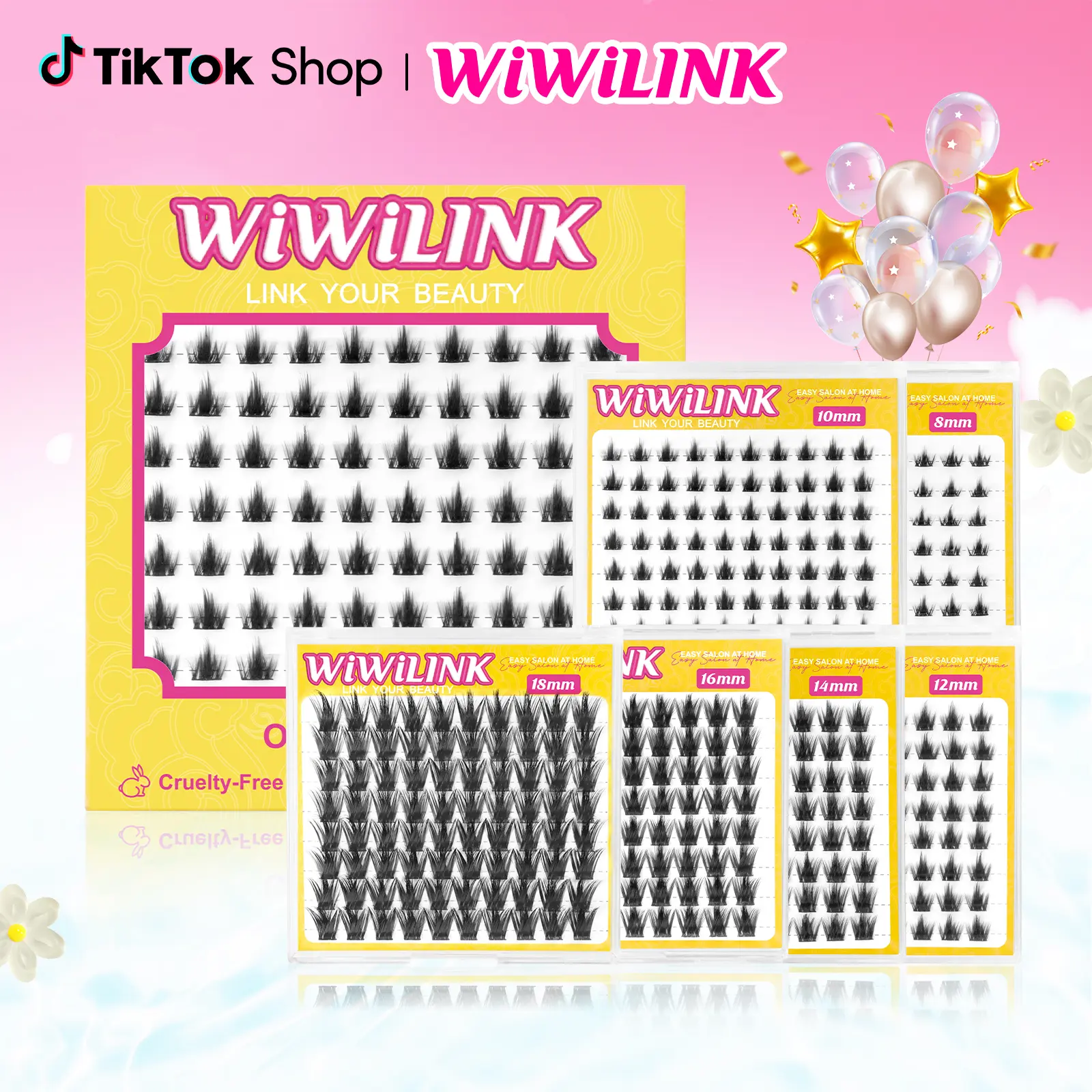 WIWILINK Professional California Sunset & Freya DIY Lash Extension Clusters - 8-18mm Ultra-Thin Transparent Band Volume Lashes, C/D Curl Anime Manga False Eyelashes, Natural Lightweight, Easy Apply (Single Length SKU, No Tools), Makeup, Manga Lashes