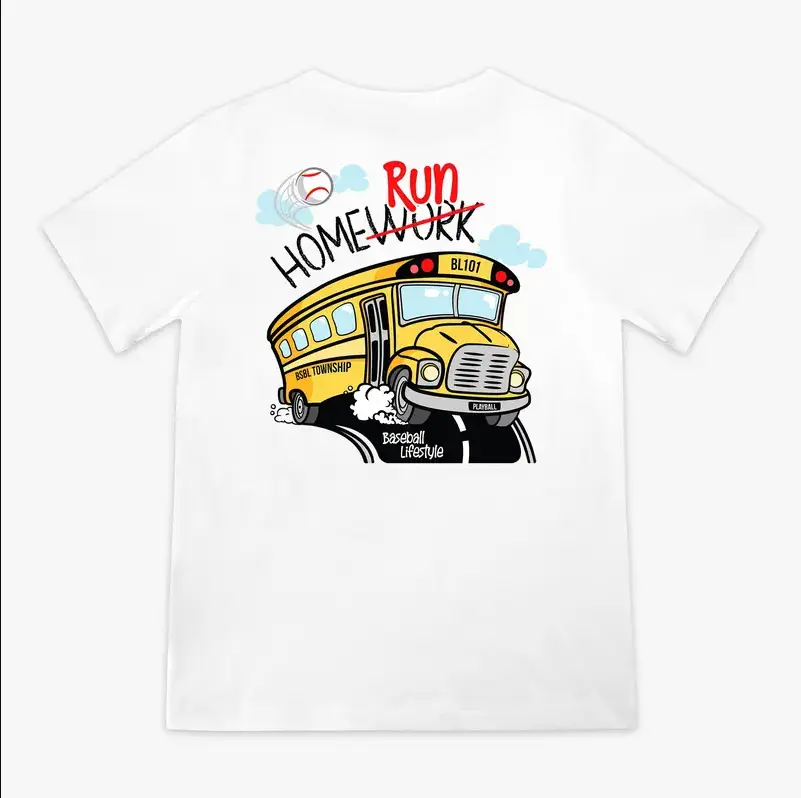 Baseball Lifestyle 101 Homerun Bus Tee – Back To School Vibes, Youth & Adult Sizes