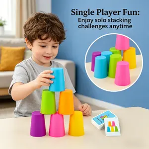 1set Ultimate speed stacking cup game for children, plastic stacking cup toy, fine motor skills development, counting game, early childhood education, sensory toys for boys and girls