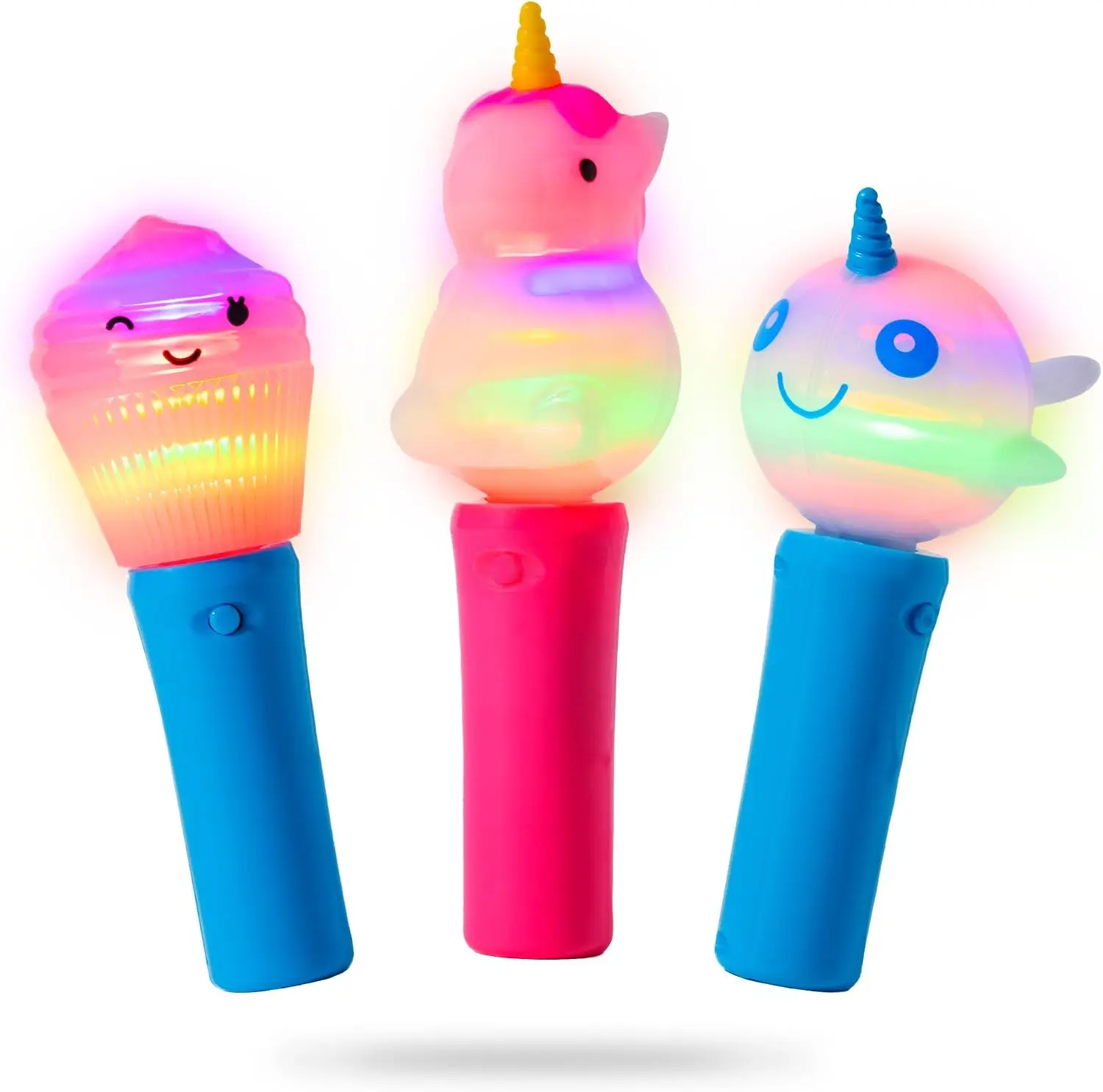 3-Pack Light Up Wand for Kids - Spinning Light Up Toy - Fantasy Friends | Battery-Powered LED Light Wand - Gift Set Spinner Toys for Parties & Games - Light Up Sensory Toys - Ages 3+