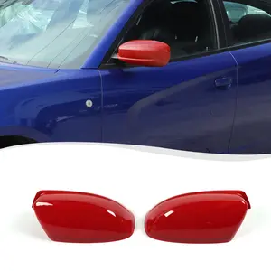 2-Pieces Red Side Door Mirror Covers Shell Cap Trim for 2010+ Dodge Charger, ABS Material, High-Quality UV Coating, Laser-Cut Automotive Car Accessories, DIY Install Auto Exterior Decoration Vehicle