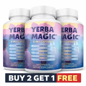 Yerba Magic 3-Pack Bundle: Buy 2 Get 1 Free | 5-in-1 Capsules - Yerba Mate, L-Theanine, Lion's Mane, Prebiotics, Probiotics