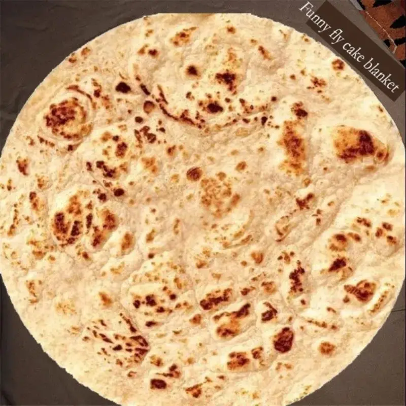 Funny Realistic Food Round Blanket, Humorous Novelty Burrito Tortilla Soft Warm Throw Blanket for Adults & Kids, Lightweight Cozy Flannel Travel Blanket, Portable Design, Gift