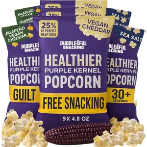 Purplesful Purple Corn Popcorn, Silkier, Creamier & Healthy Popcorn, Vegan-Friendly, Non-GMO, Flavorful Popped Corn Gourmet Snack, Variety, Big Bulk Pack - 4.8 Oz Per Pack (Pack of 3)