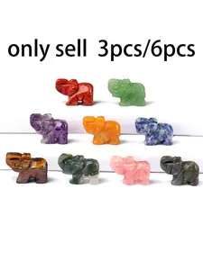 Hand Carved Natural Crystal Elephant Statue, Healing Stone Home Decor, Collectible Craft for Elephant Lovers, All Seasons Gift
