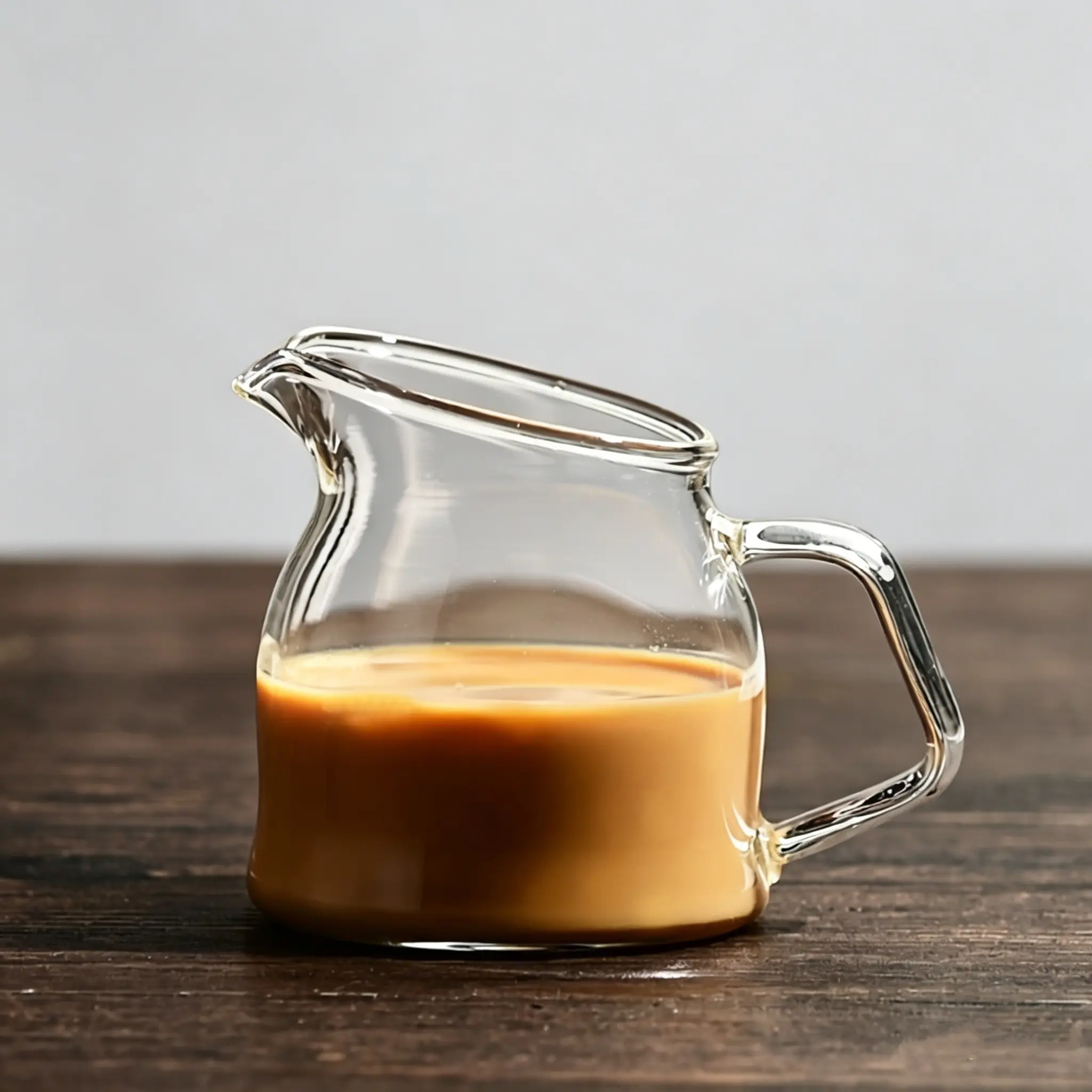 1pc Transparent Mini Glass Creamer Pitcher with Slanted Spout, Kitchen Drinkware for Western Dining, Steak Sauces, Coffee, Mini Pitcher