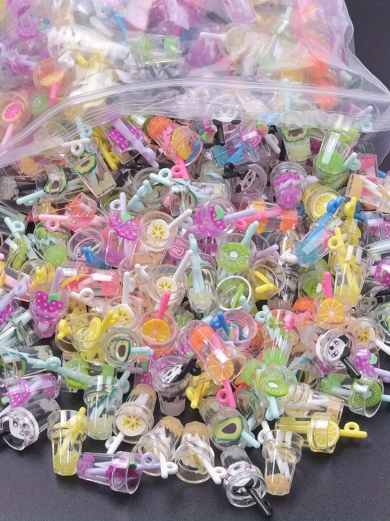 20 pcs mixed color luminous fruit drink pendant - DIY handmade jewelry material Dangling Charms for Crafts