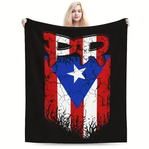 Super Soft And Warm Woolen Blanket, Puerto Rico Flag Comfortable Flannel Blanket, Four Seasons Blanket Suitable For Bedroom Bed And Sofa,Mother's Day Gift, Book Lovers' Gift