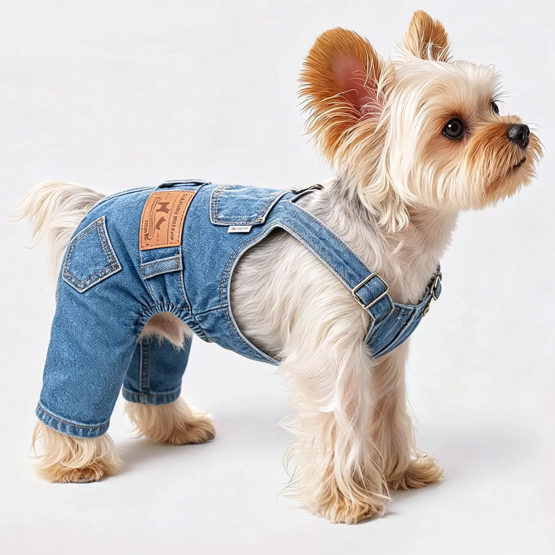 Dog Denim Overalls Pet Jeans Jumpsuit Four Legs Clothes Outfits,Adjustable Strap Puppy Suspender Pants; Vintage Western Style Dog Clothes for Small Medium Dogs Cats;Halloween Party Dog Costume