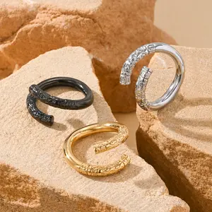 Men's Anti-Rust Stainless Steel Ring - Chinese Elements Gold Hoop-and-Rod Design, Stainless Steel Jewelry, Casual Everyday Fashion Accessory, Ideal Holiday Gift for Couples, Steel Rings
