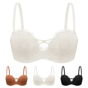 Wingslove Women's Multi-Way Convertible Straps Padded Support Bra Plus Size Strapless Lace Bra Push Up Wireless Bras