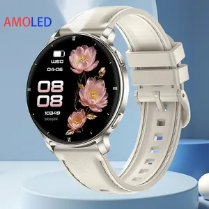 Women Smartwatch Amoled Display IP68 Waterproof Wireless Call LED Light Pedometer Alarm Weather Calculator Compatible Apple Android