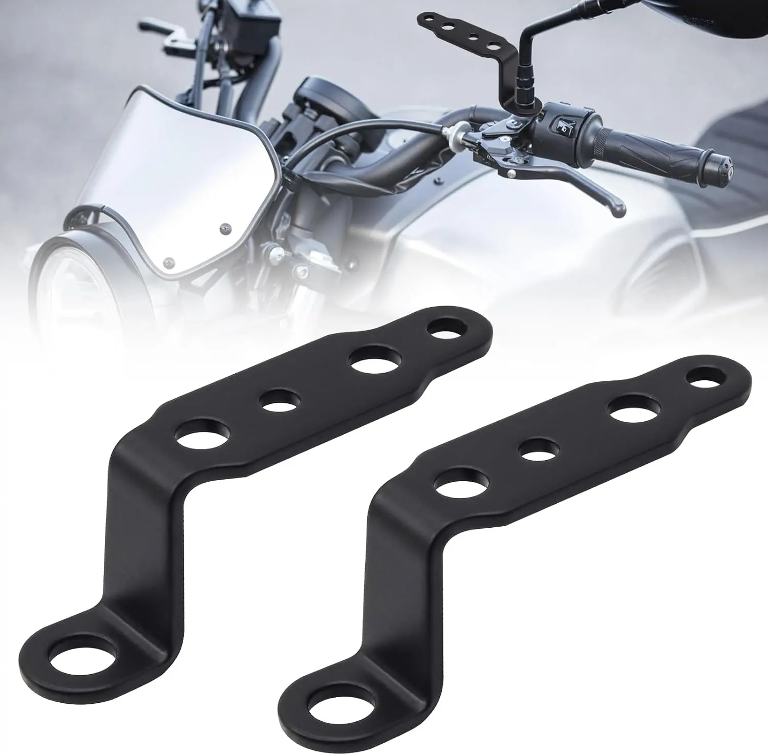 2pcs Motorcycle Mirror Mounting Bracket Motorcycle Fog Driving Light Bracket Support Relocation Bracket Metal Holder (Black)