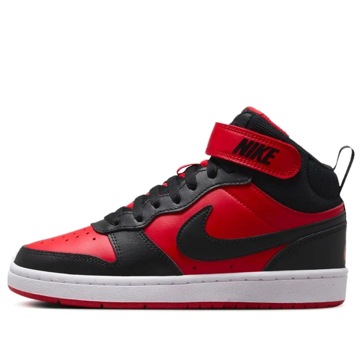 NIKE Court Borough Mid 2 (GS) Kids' Athletic Mid-Top Sneakers, Sporty Chic Colorblock Footwear with University Red Accents, School, 10-14 Yrs, Casual Play, 11 - 12 Years