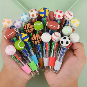 12/16/24 Piece Ball Series Four-Color Ballpoint Pens, Sports Theme, Smooth Writing, Plastic, Ideal for Christmas Gifts, Office Supplies, Ballpoint Pen Set