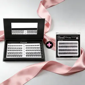 Cofier DIY Upper & Lower Lash Kit No Glue Multi-Length False Eyelashes Set with Tweezer Easy to Apply Long-Lasting for Everyday Wear