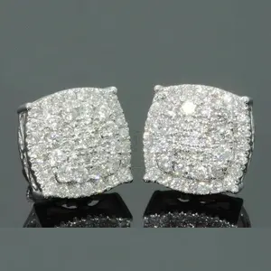 【Buburbo】Hip Hop Micro Pave AAA Zircon Stone Stud Earrings Men Women Luxury Geometry Square Zircon Earrings
