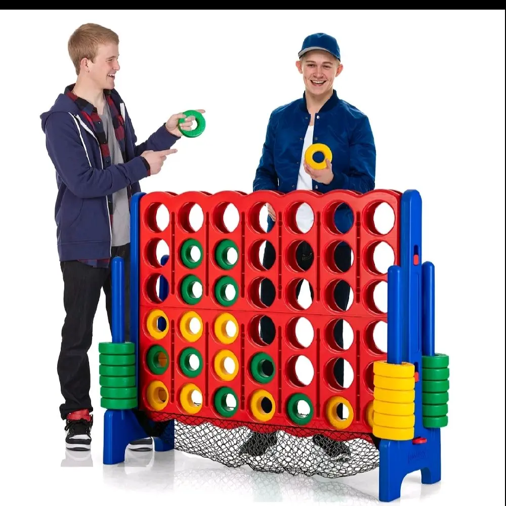Giant Game Set 4-In-A-Row Connect Game with Net Storage for Kids & Adults, Colorful Design for Engaging Play