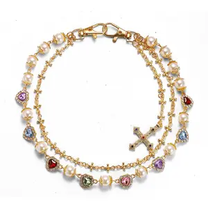 Fashion Layered Pants Wallet Chains - Exquisite Gold Silver Rhinestone Flower Pearl Jean Pocket Chain for Women Men Cute Bag Purse Charms Jewelry Graduation  Valentine's Day gift