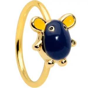 20G 5/16 Gold Tone Black Mouse Nose Hoop