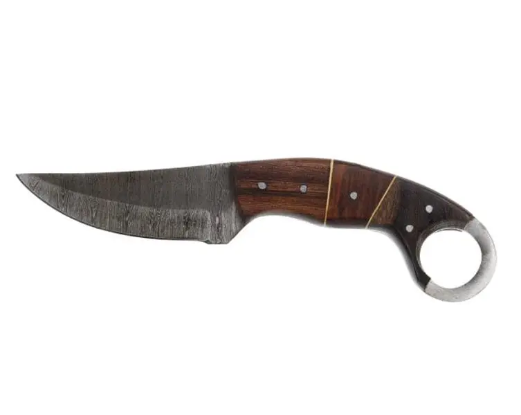 Lariat Driftwood - Hand-Forged Damascus Skinning Knife with Natural Wood Handle