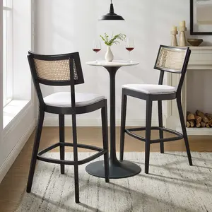 Modway Caledonia Wood Bar Stools - Set of 2 in Black White