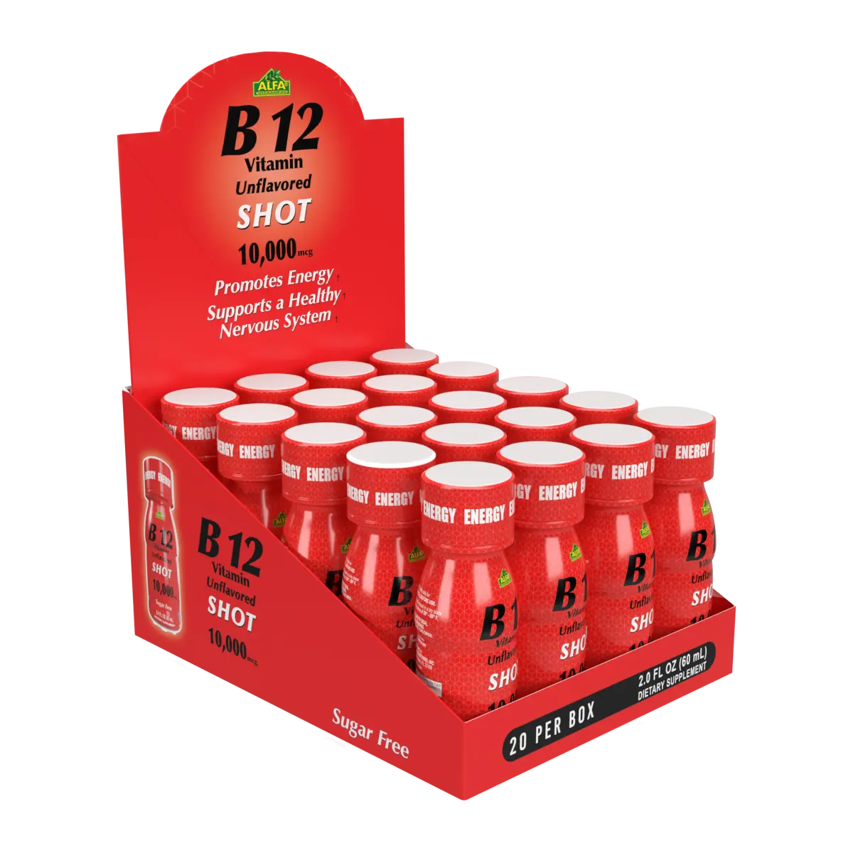 Alfa Vitamins - B12 Vitamin Shot with 10,000 MCG  - 20 Pack