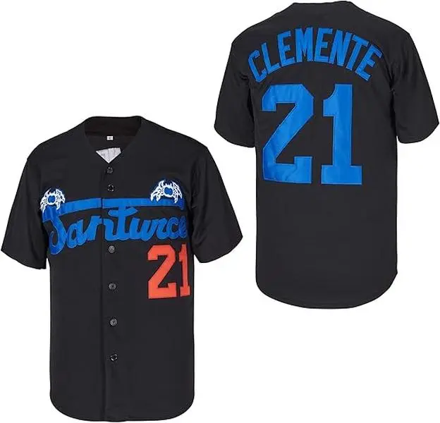 Men's Baseball Jersey Shirts, #21 Clemente Pride Stitched Sports Top in a Boyfriend Cut, Breathable Polyester Mesh with Button Closure, Sport Jersey, Boyfriend Cut Flatters Without Bulk, Short Sleeve Tops