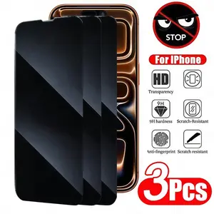 3pcs Anti-Spy Privacy Screen Protector for iPhone 17 Air/17/16/15/14/13/12/11/Pro Max/Pro/Plus/Mini/16e/X/XS/XR/XS MAX/7/8/SE,Full Coverage,9H Hardness,Anti-Drop,Anti-Scratch,Anti-Fingerprint,Anti-Glare,Compatible with dynamic islands