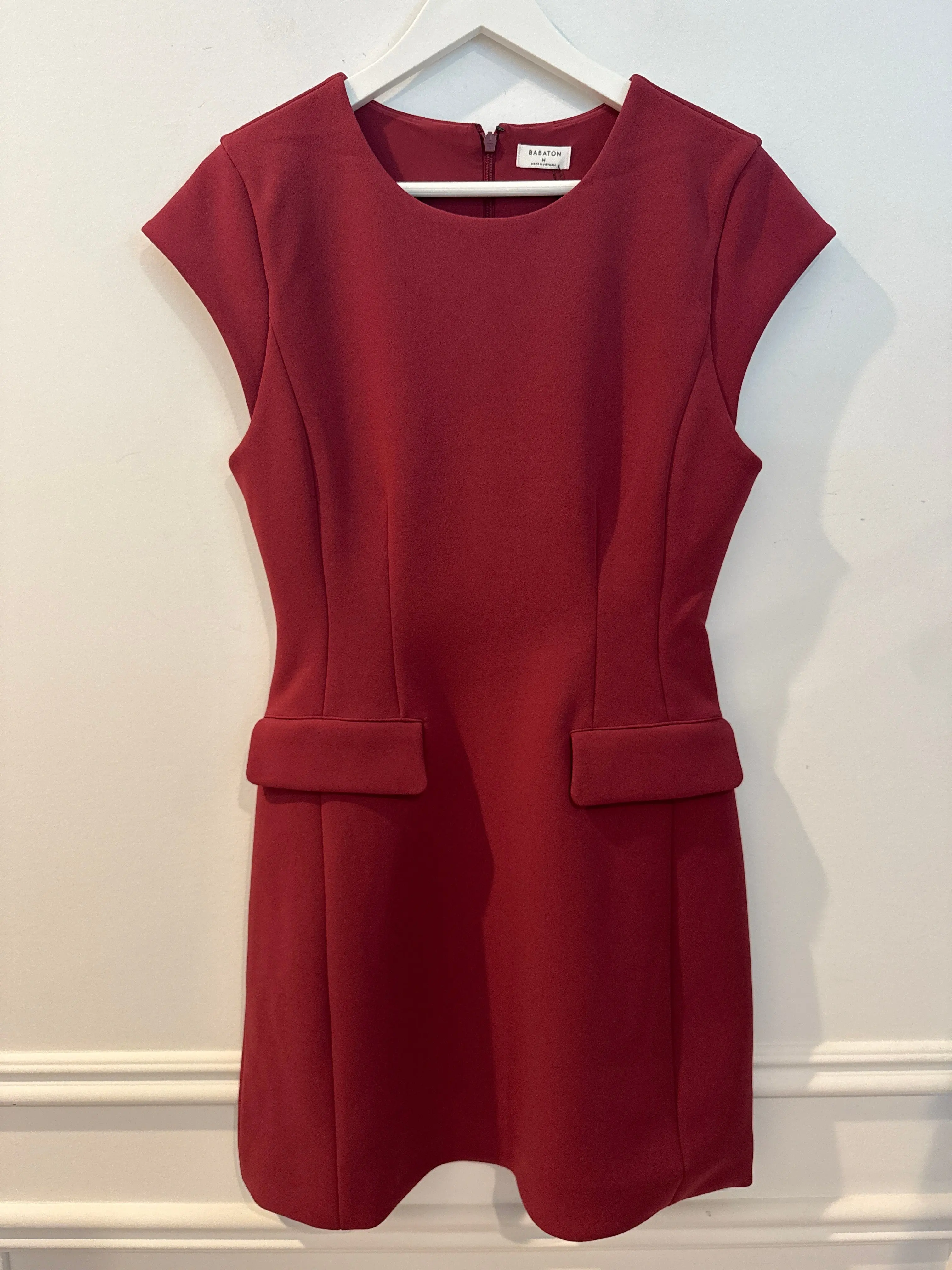 Babaton Figureknit Priestly Dress, Red, Size Medium