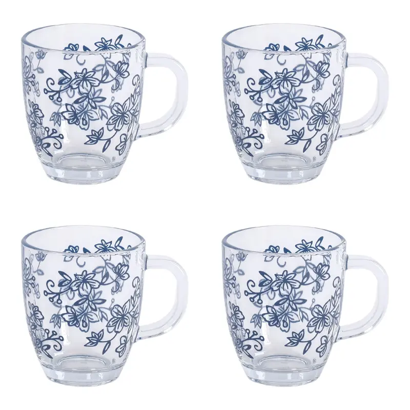 Temp-tations Set of (4) 12-oz Borosilicate Glass Mugs