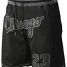 Men's 23 Black Vintage Embroidered Zipper Basketball Shorts, Activewear Shorts, Workout Shorts, Sporty Shorts, Casual Fitted Athletic Fitness Shorts for Spring & Fall, Moderate Fabric Thickness
