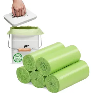 4-6 Gallon Small Trash Bags Biodegradable, 20 Liter Mini Compostable  Bathroom Garbage Bags with  & Leak Resistant, Recycling  Trash Can Plastic Liner, Green, 100 Counts