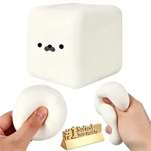 Seal Tofu Squishy - Cute Soft Tofu Seal Squishy, White Cube Stress Toy, Soft Moldable Dough Fidget Block with Slow Rise Texture, Silky Squeeze Ball for Anxiety Relief