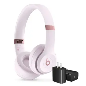 Beats Solo 4 Bluetooth Wireless On-Ear Headphones with USB-C Wall Charger - Cloud Pink MUW33LL/A