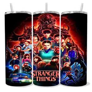 Stranger Things 20 oz Tumbler - BPA Free, stainless steel, Leak proof, durable, with clear lid