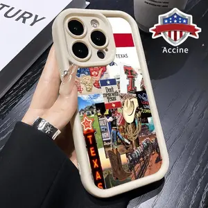 Flag Texas TPU Case for iPhone 16 Pro Max 15 14 Plus 16e 13 12 Mini 11 Promax X XS Max XR xsmax Straight Edge Drop-Resistant Rugged Durable Cover Shell Gift for Boy