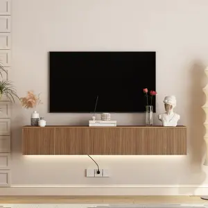 Floating TV Stand Wall Mounted with 16 Color LEDs, 69" Modern TV Stand, Floating TV Cabinet Entertainment Center for 55 60 65 Inch