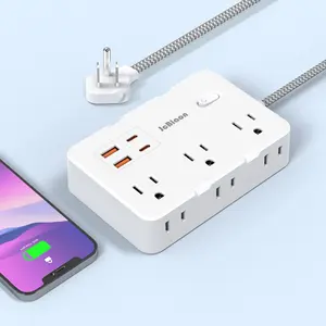 Surge Protector Multifunctional Power Strip with 6 Widely Outlets & 2 USB Ports & 2 Type C Ports, Wall Mount Outlet Extender, Multiple Outlets for Indoor Home Office