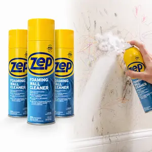 ZEP 18 oz. Foaming Wall Cleaner, children's room, high-traffic areas, door frames, light switches, grease removal, grime remover, thick foam, cling formula, spray and wipe, no residue, safe for paint, gentle quick cleaner,  wall maintenance, pre-paint