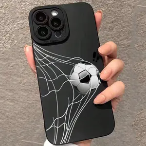 One Piece Football Net Personalized Pattern Full Coverage Black TPU Phone Case, Suitable for iPhone 17/16/15/14/13/12/11 Pro Max Plus and Other Phones, Anti-Slip and Shockproof, Ideal as a Birthday/Holiday Gift, Simple and Personalized, MS128