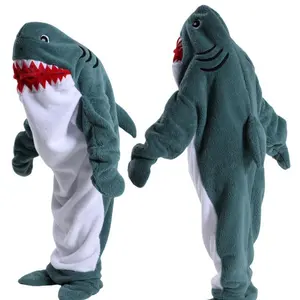1pcs Adult and Kids Shark Blanket Onesie, Cozy Wearable Sleep Bag, Soft Plush Material, Loungewear, Perfect for Leisure and Travel