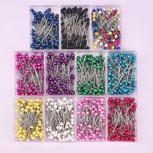 100pcs/box 40mm, colorful round pearl head needles, straight push sewing needles, suitable for clothing making DIY sewing tools, positioning, Sewing Supplies Crafts, Sewing Products, Sewing Accessories