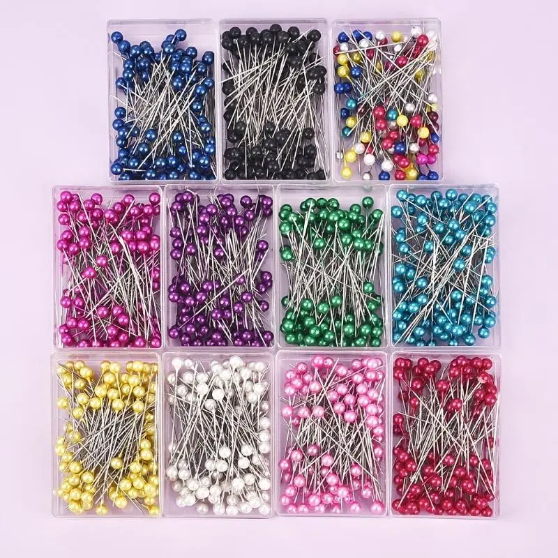 100pcs/box 40mm, colorful round pearl head needles, straight push sewing needles, suitable for clothing making DIY sewing tools, positioning, Sewing Supplies Crafts, Sewing Products, Sewing Accessories