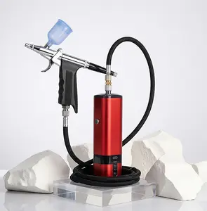 Cordless Airbrush Kit with Compressor, Rechargeable Type-C Pistol Trigger Spray Gun Set with Hose & Accessories for Model Painting, Crafts, DIY Projects and Small Touch-Up Work